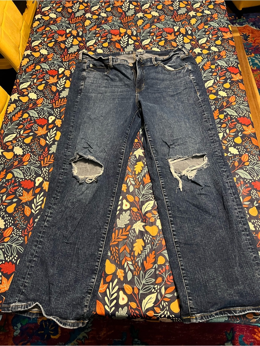 torrid Dark Blue Distressed Flare Jeans